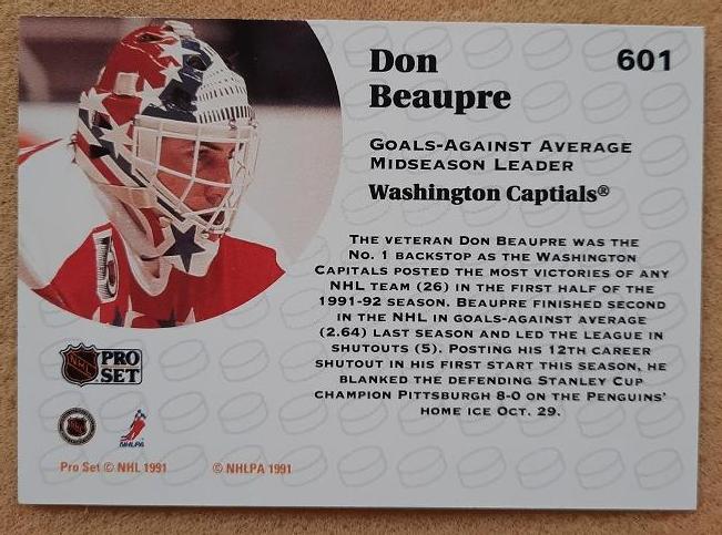 НХЛ Дон Бопре Вашингтон Кэпиталз № 601 1