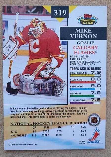 НХЛ Майк Вернон Калгари Флеймз № 319 1
