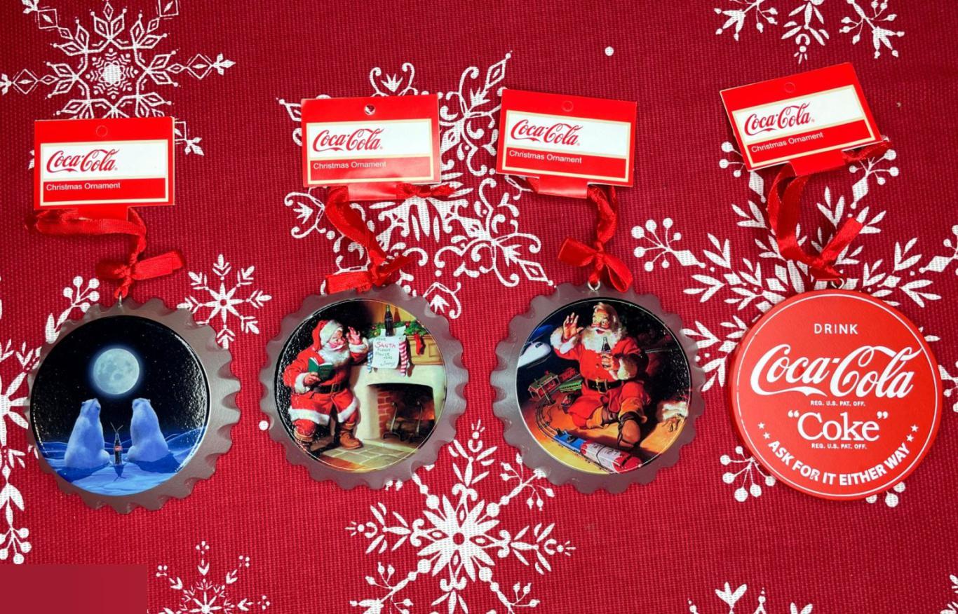 Коллекционный набор 4 елочные игрушки Кока-кола
