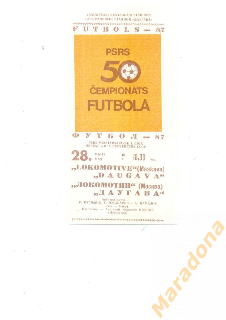 Даугава Рига - Локомотив Москва 1987