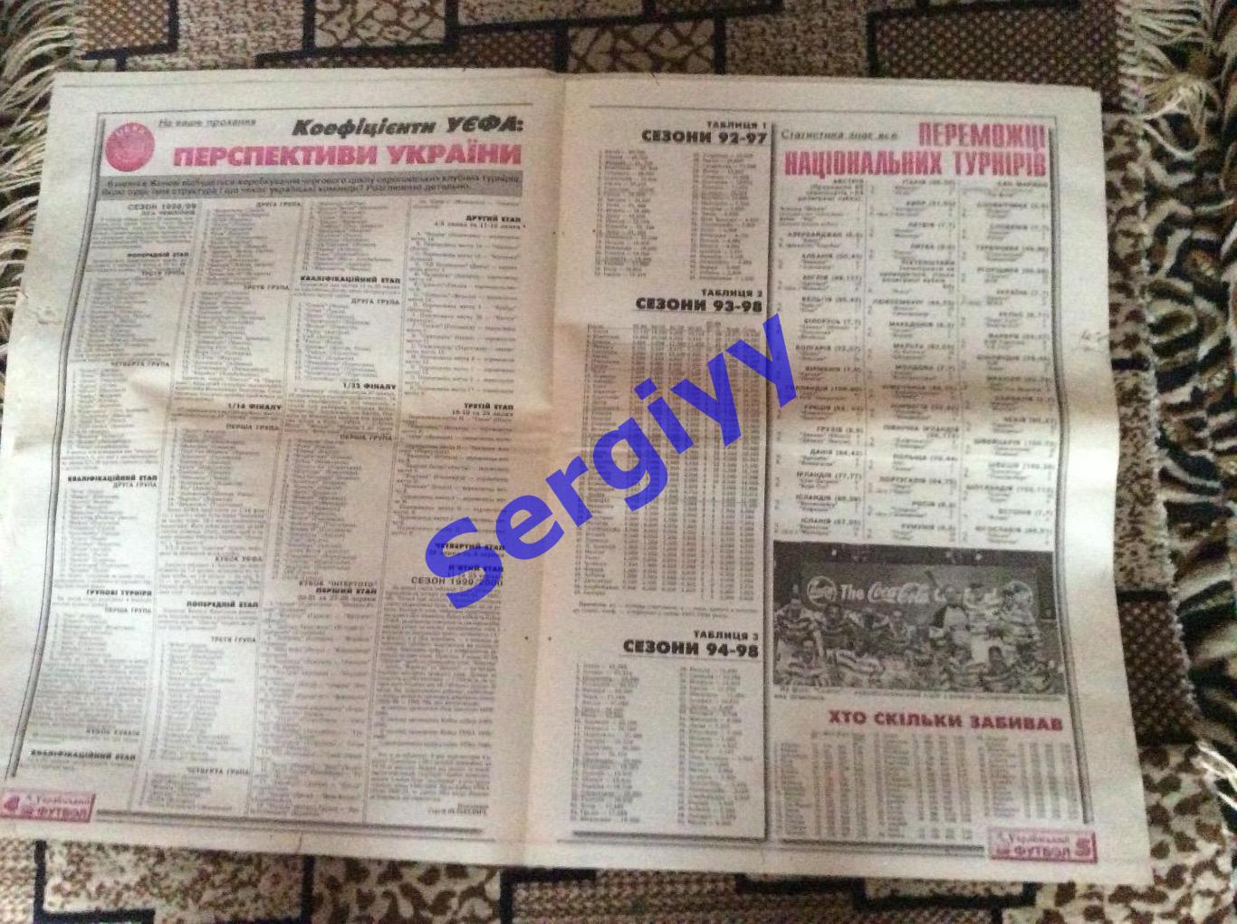 Український футбол номер 47 від 20.06.1998р 1