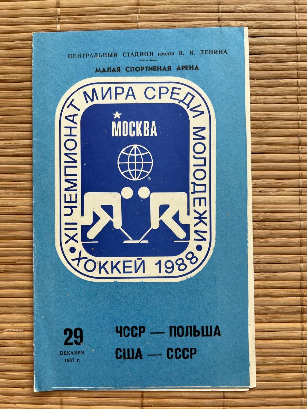 СССР (молодежная) США (молодежная) 1987 Молодежный чемпионат мира