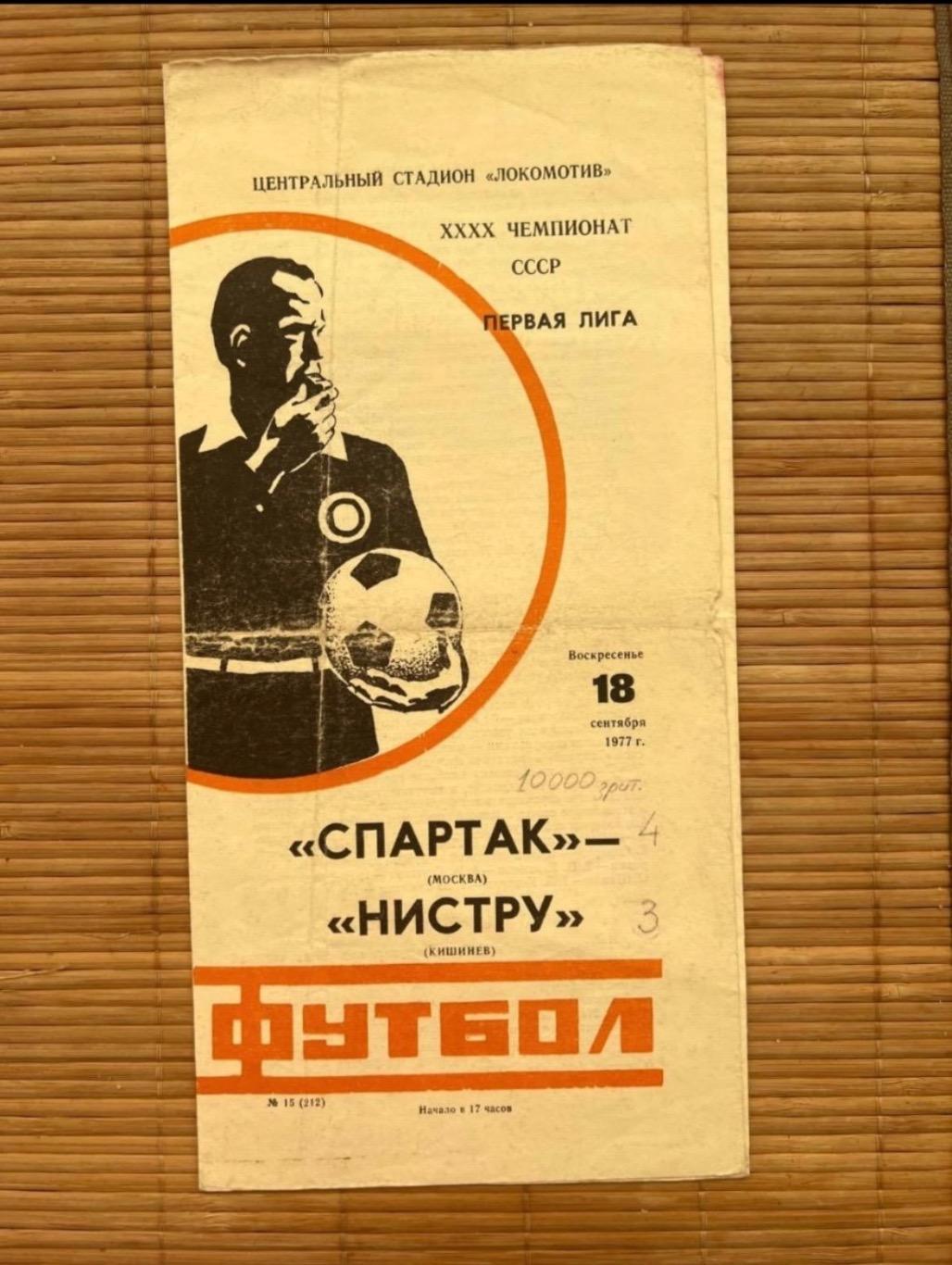 Спартак Москва - нистру Кишинев . 18.09.1977