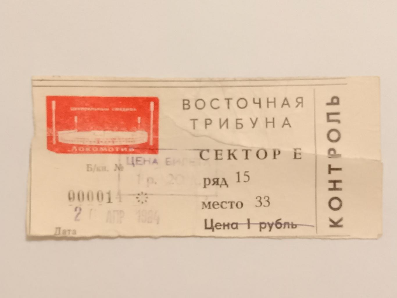 Локомотив Москва - СКА Хабаровск. 20 апреля 1984 г.