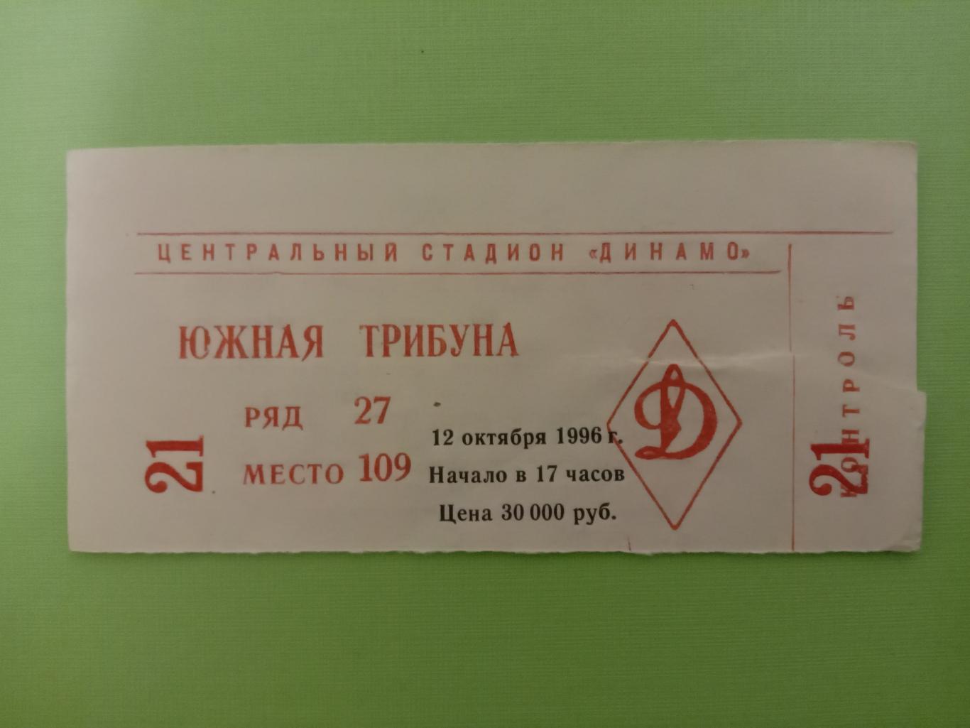Динамо Москва - Спартак Москва. 12 октября 1996 года.