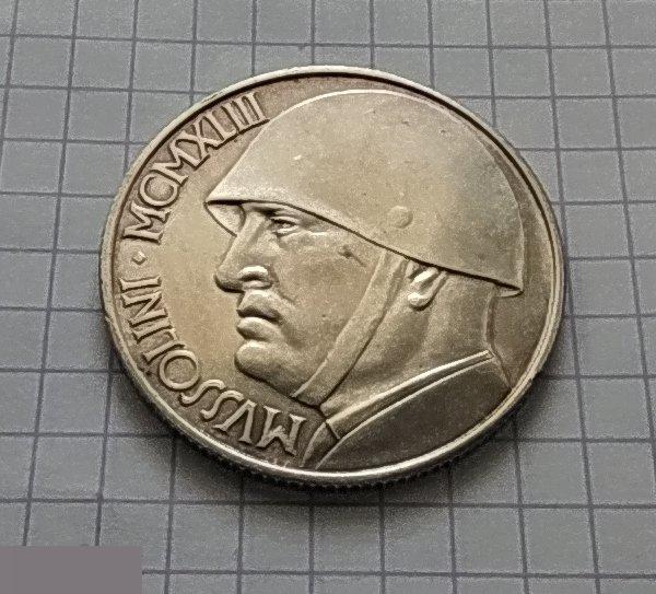 Монета, Италия, ITALIA 20 Lire Mussolini, Monnaie Apocryphe, 1928 год,Rome, R, Рим, Муссолини, Копия 1