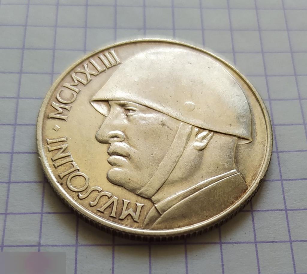 Монета, Италия, ITALIA 20 Lire Mussolini, Monnaie Apocryphe, 1928 год,Rome, R, Рим, Муссолини, Копия 3