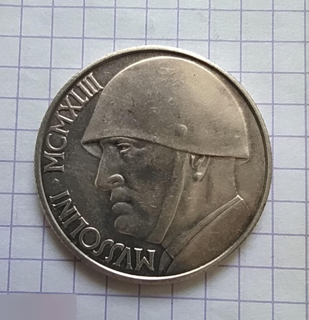 Монета, Италия, ITALIA 20 Lire Mussolini, Monnaie Apocryphe, 1928 год,Rome, R, Рим, Муссолини, Копия 4