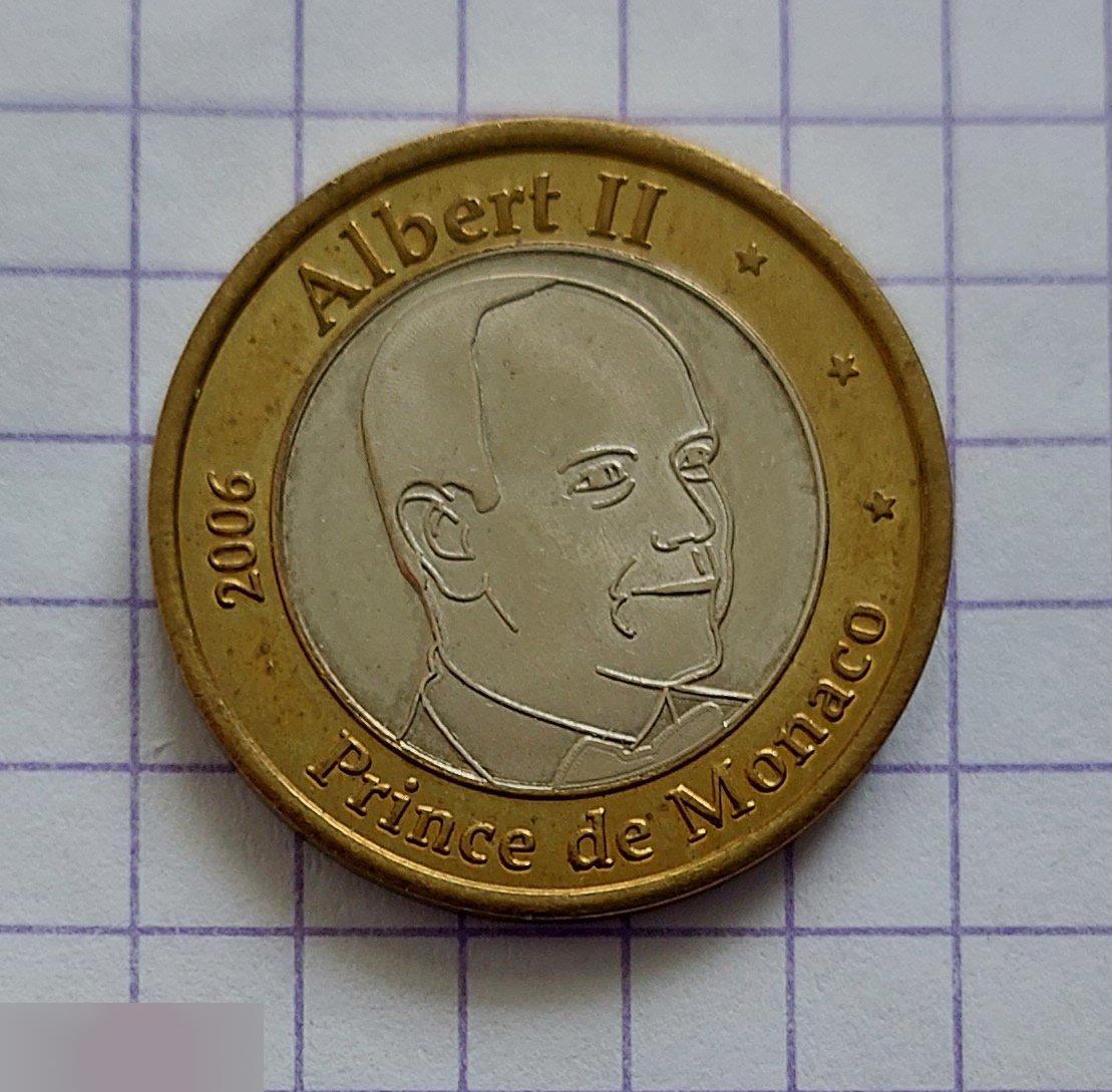 Жетон, Пробные Евро, Евро, Монако, 1 Евро, 2006 год, Альбер II, Принц, Лот № 114 3
