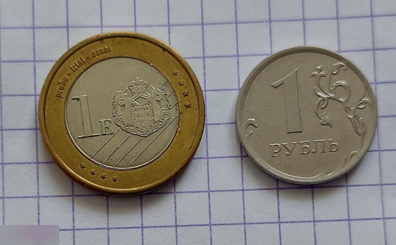 Жетон, Пробные Евро, Евро, Монако, 1 Евро, 2006 год, Альбер II, Принц, Лот № 114 4