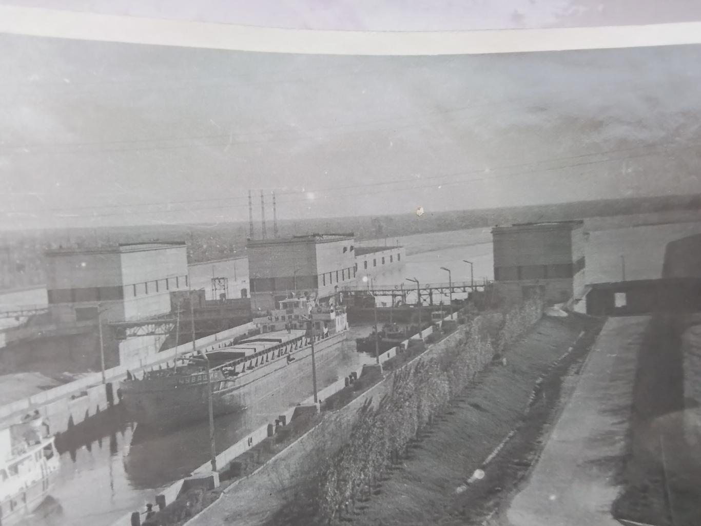 Фото Неизвестный шлюз Примерно Волго-Донский канал Сухогруз Чувашия 1950 гг 1