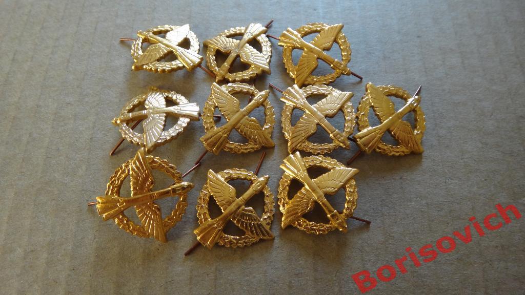Эмблема петличная ВКС России старого образца Золотая Металл 10 штук