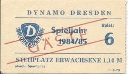 билет ГДР DDR-Meisterschaft Dynamo Dresden-? 1984/85 Eintrittskarte match ticket