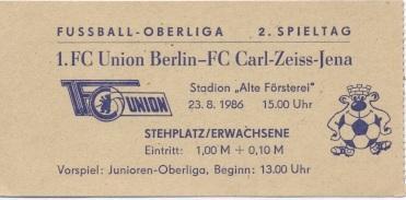 билет ГДР DDR-Meisters.Union Berlin-Carl Zeiss 1986 Eintrittskarte match ticket