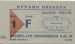 билет-абонем.ГДР DDR-Meistersch.Dynamo Dresden 1985-86 Abonnement matches ticket