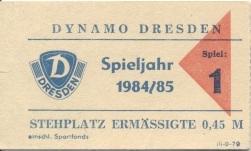 билет-абонем.ГДР DDR-Meistersch.Dynamo Dresden 1984-85 Abonnement matches ticket
