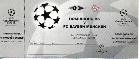 білет Rosenborg BK Norway/Норвег-Bayern Munchen Germany/Німеч. 1999 match ticket
