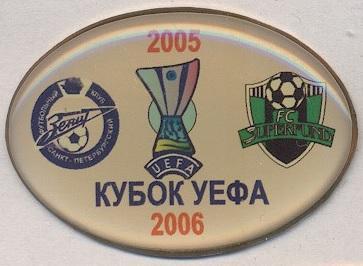матч Зенит/Zenit Rus-Пашинг/Pasching Austria/Австрія важмет 2005 match pin badge
