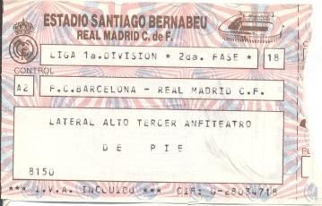 білет Іспанія Campeonato Espana Real Madrid-FC Barcelona entrada match ticket