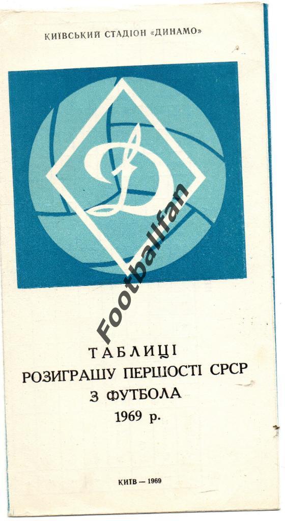 Динамо Киев 1969 год .Таблицы розыгрыша