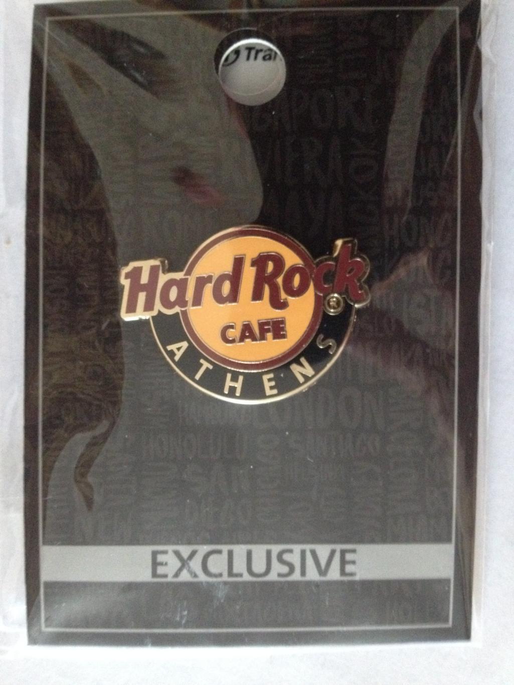 Значок Хард Рок Кафе «hard rock cafe» Афины (лого, Английский язык)