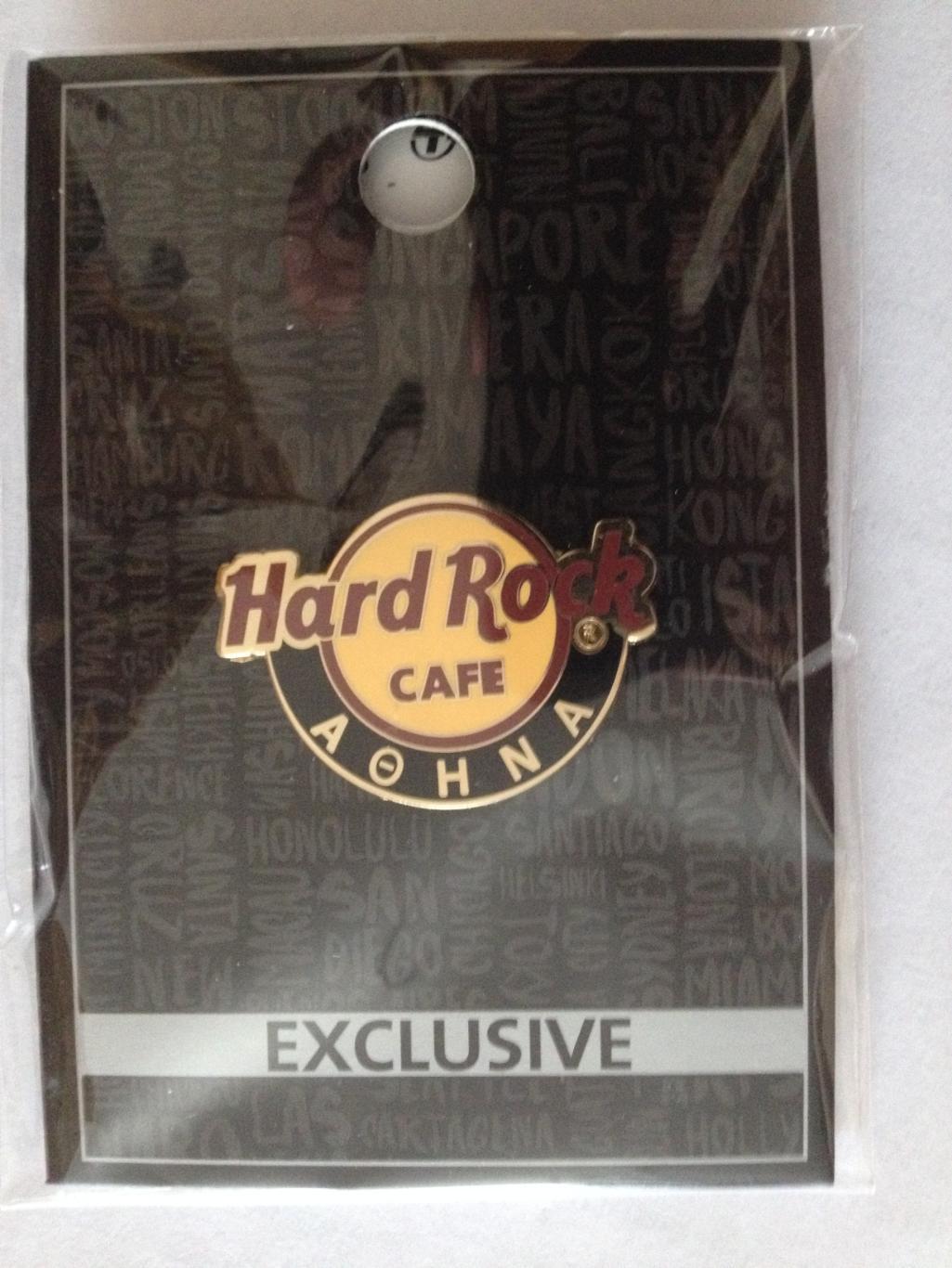 Значок Хард Рок Кафе «hard rock cafe» Афины (лого, Греческий язык)