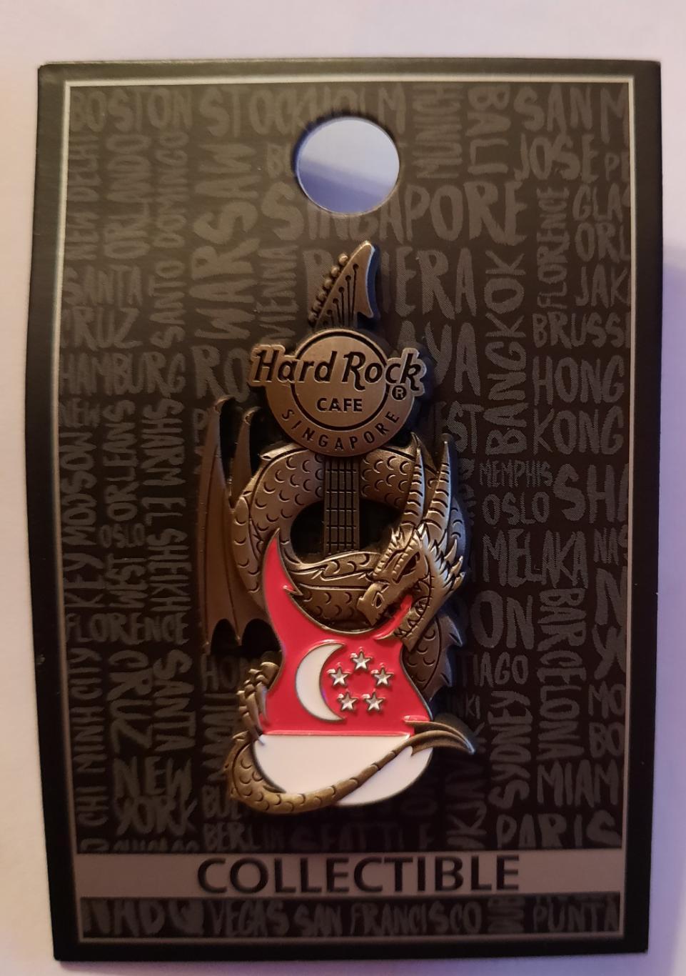 Значок Хард Рок Кафе «hard rock cafe» Сингапур. Гитара, Дракон.
