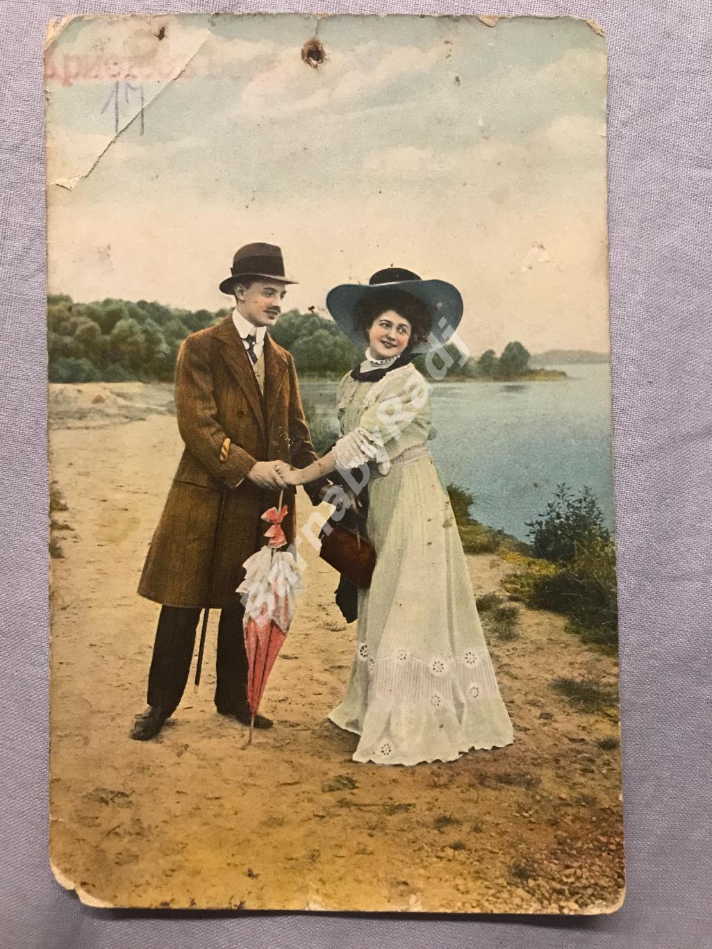 1912 Влюбленная пара Свидание Кавалер Дама. Санкт-Петербург Пороховское шоссе Ще