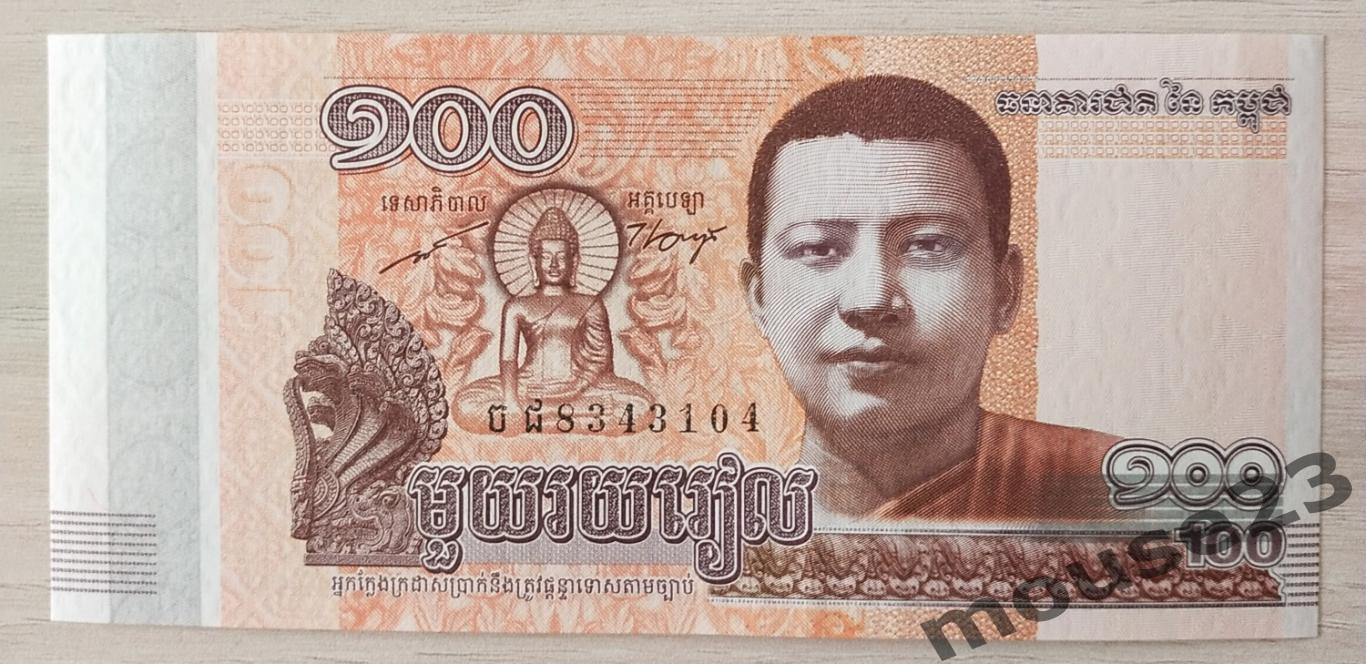 Банкнота 100 риэлей Камбоджа 2014 год . UNC, Пресс. №8