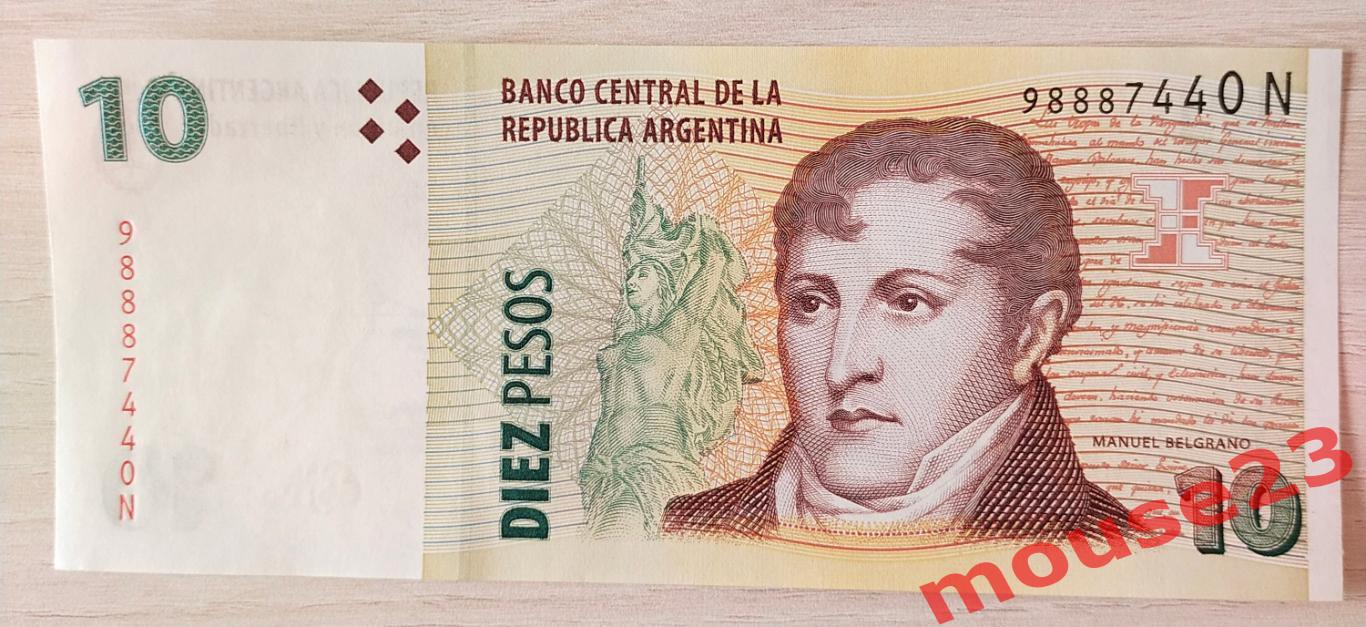 Банкнота Аргентина 10 песо 2003-2014 UNC