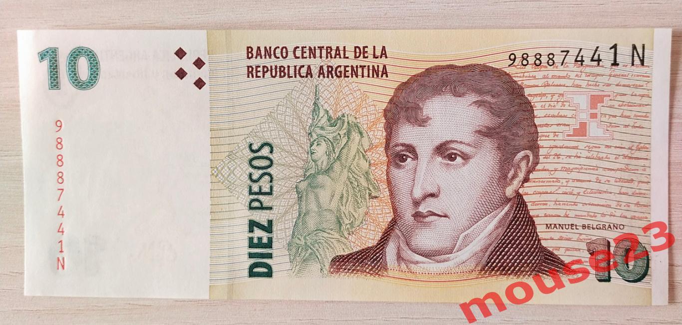 Банкнота Аргентина 10 песо 2003-2014 UNC
