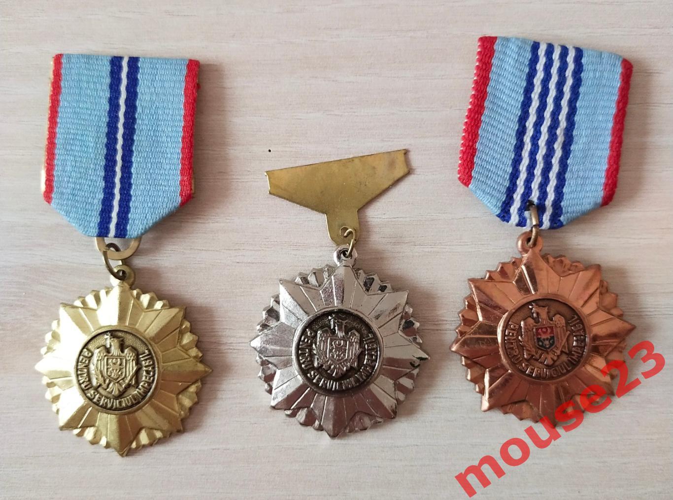 Медали. 1-2-3 степени за безупречную службу. Республика Молдова.