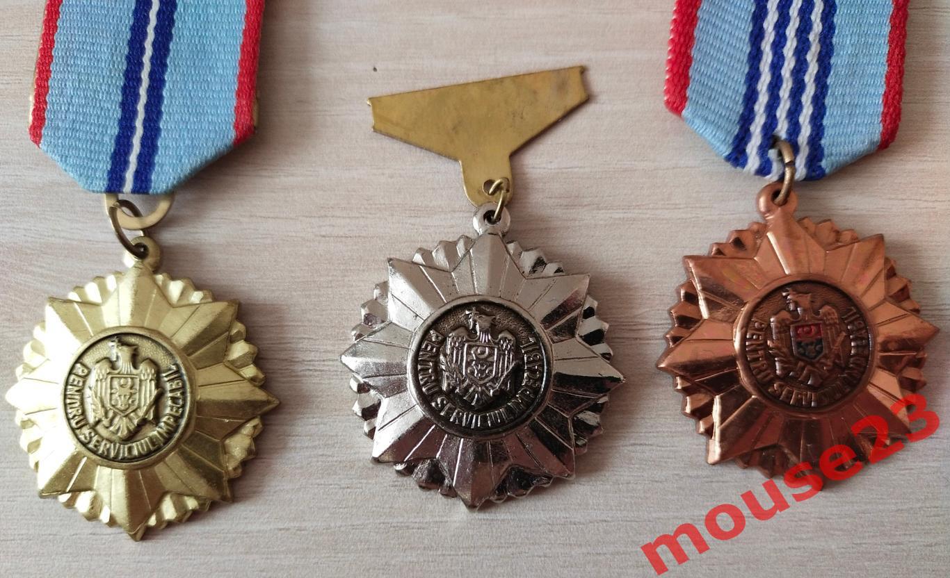 Медали. 1-2-3 степени за безупречную службу. Республика Молдова. 1