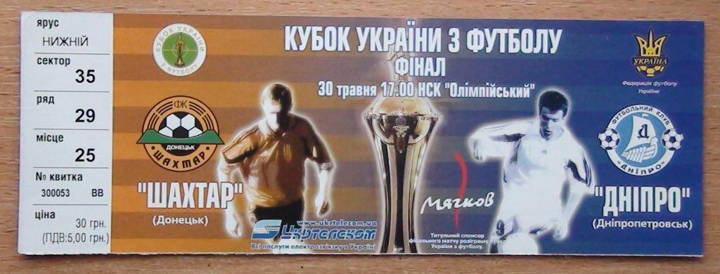 Шахтёр Донецк - Днепр Днепропетровск 2002, финал Кубка Украины