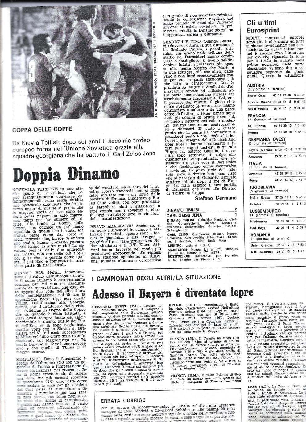 журнал GUERIN_SPORTIVO # 21 (338) 1981_Italy_обзор финала Д Тбилиси-Карл_Цейсс 1