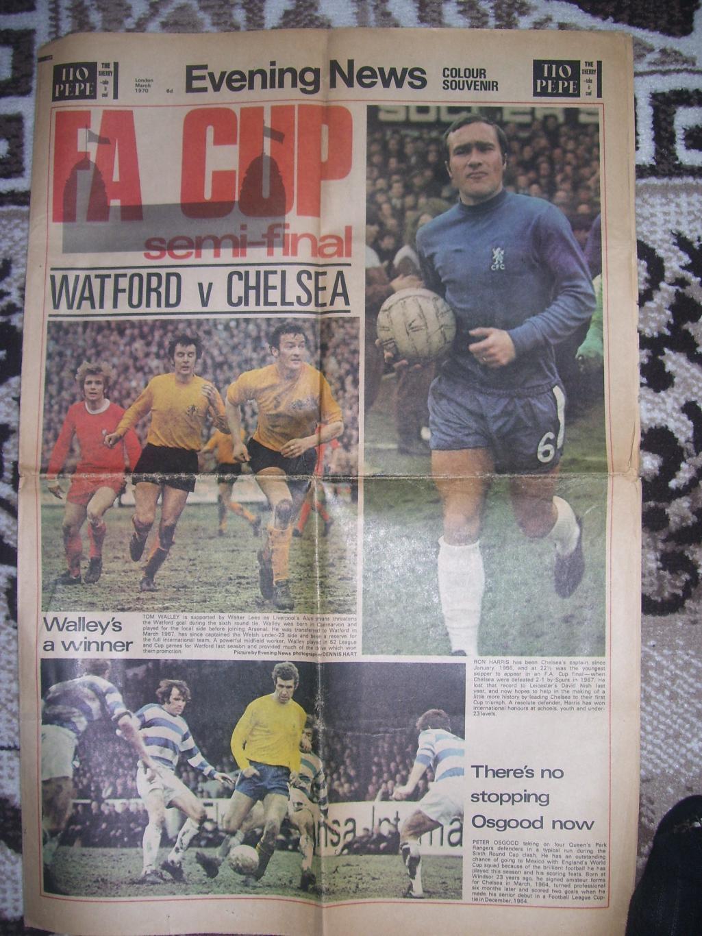 Evening_News. _March_1970_London. _FA_CUP._Watford_v_Cheksea