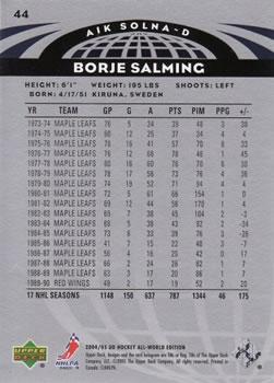 2004-05 UD All-World Edition Borje Salming 1