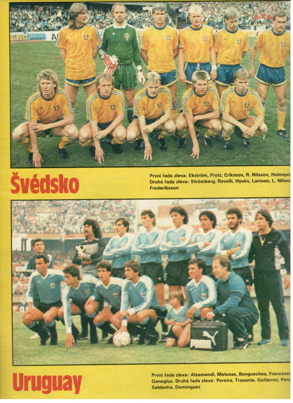 Участники чемпионата мира 1990. Уругвай, Швеция