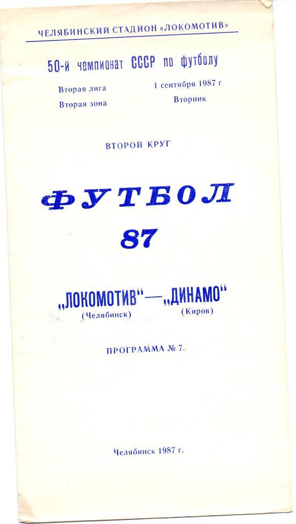Локомотив Челябинск - Динамо Киров 1987