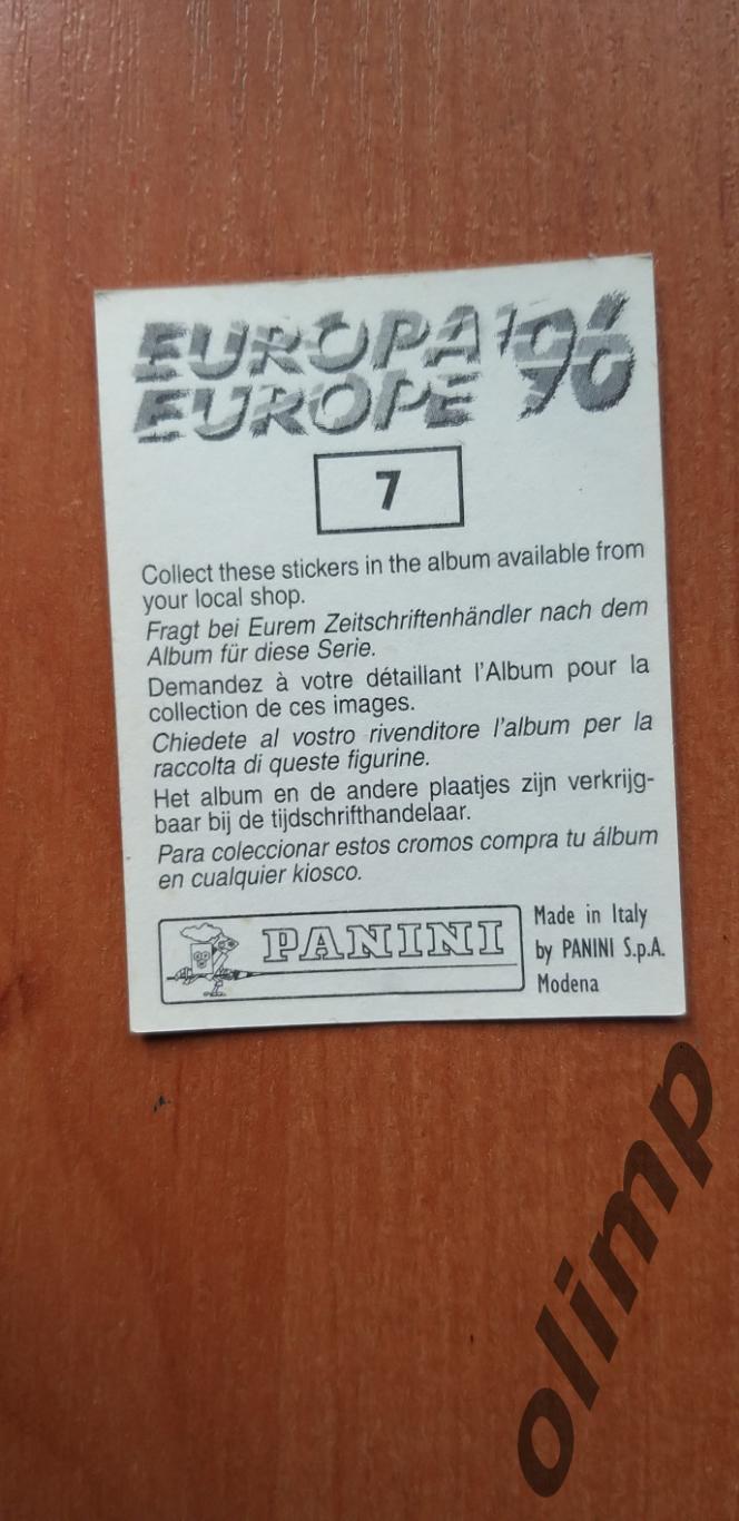 Наклейка Panini к Чемпионату Европы 1996 , №7 1