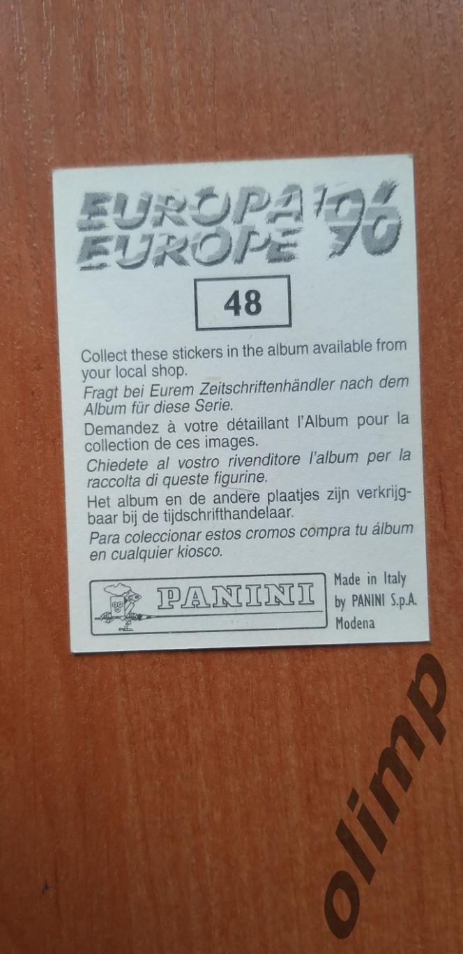 Наклейка Panini к Чемпионату Европы 1996 , №48 1