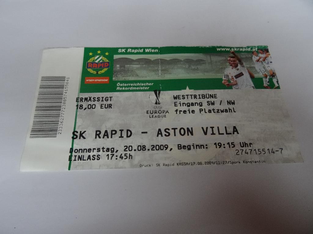 Рапид - Астон Вилла, Rapid Wien – Aston Villa 2009