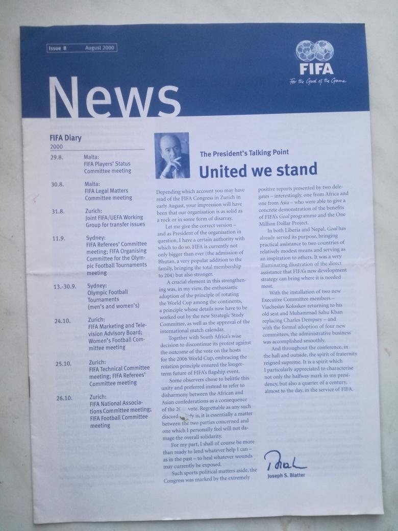 Новости ФИФА, № 8, август 2000