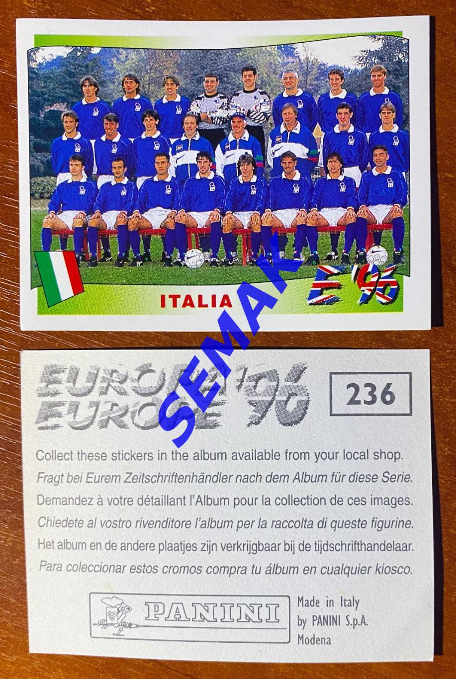 Panini-Панини. Стикер/Наклейка №-236 Евро/EURO - Англия 1996.