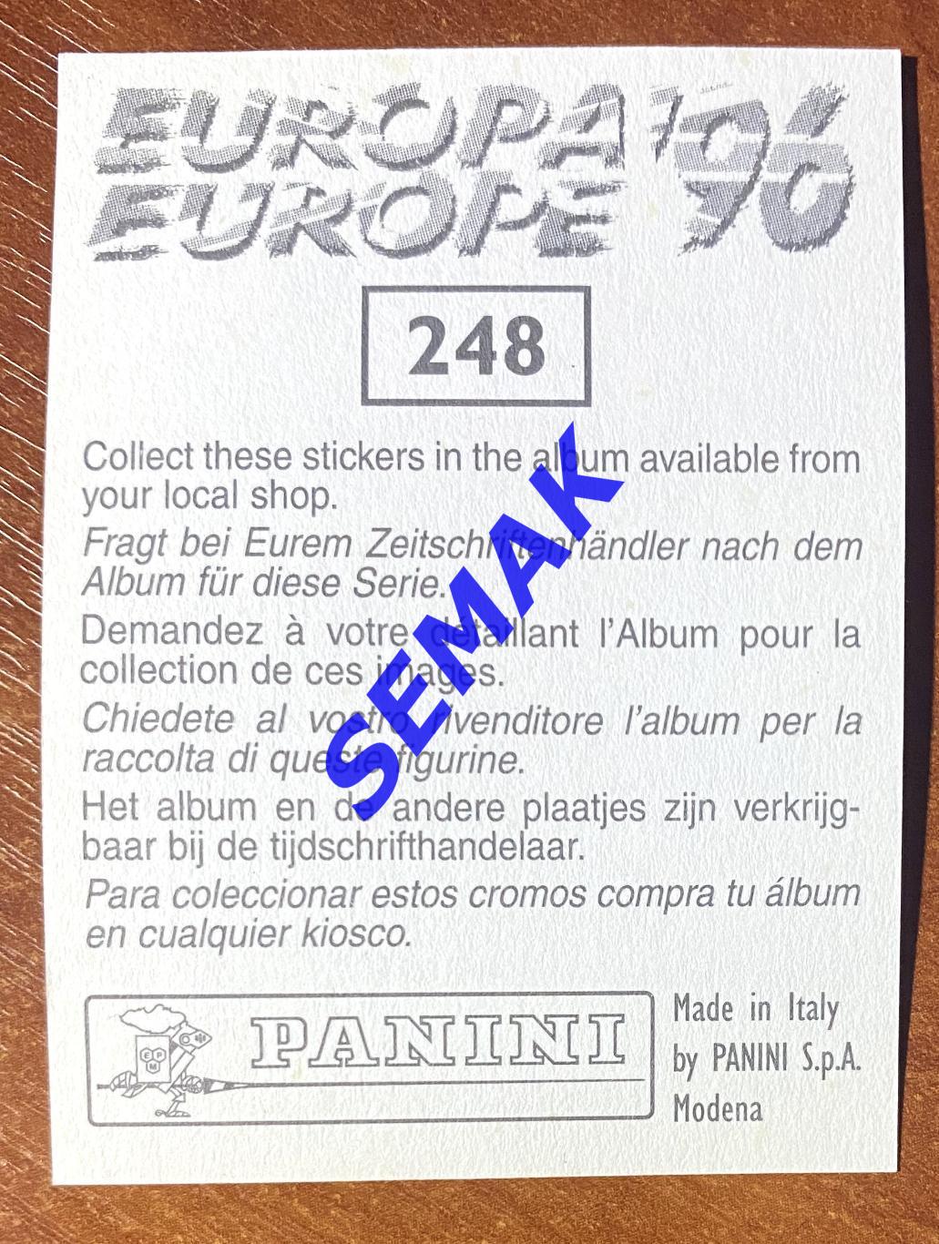 Panini-Панини. Стикер/Наклейка №-248 Евро/EURO - Англия 1996. 1