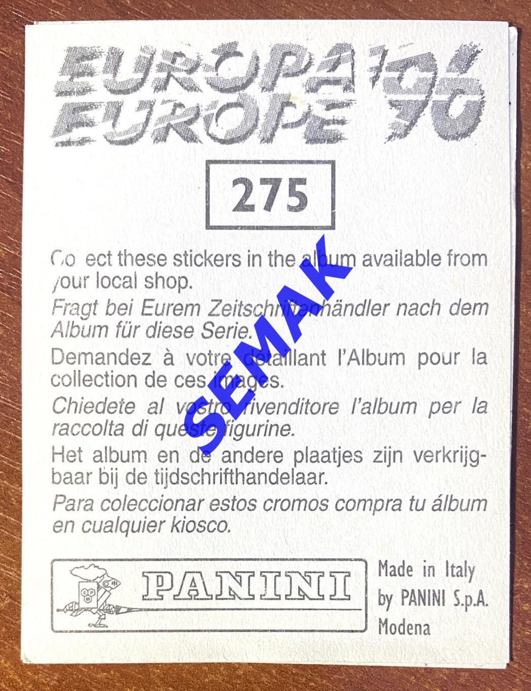 Panini-Панини. Стикер/Наклейка №-275 Евро/EURO - Англия 1996. 1
