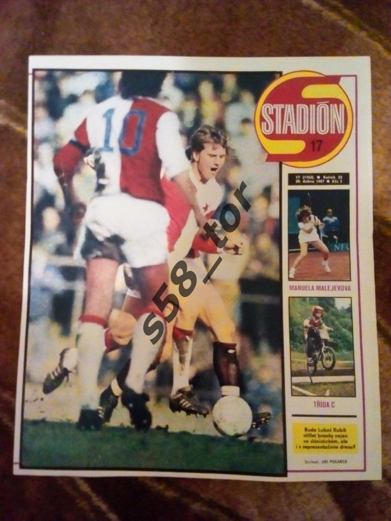 Постер,Футбол.Л.Кубик (ЧССР) 1987 г. Журнал Стадион.