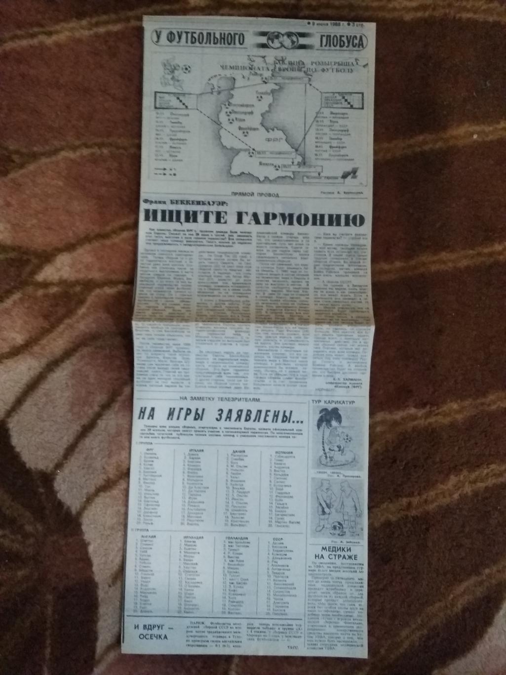 У футбольного глобуса 09.06.1988 г. Советский спорт. (ЧЕ 1988) (4).