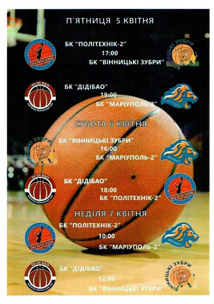 Программа. Баскетбол. Первая лига 2018-19 ,плей-офф Каменец-Подольский