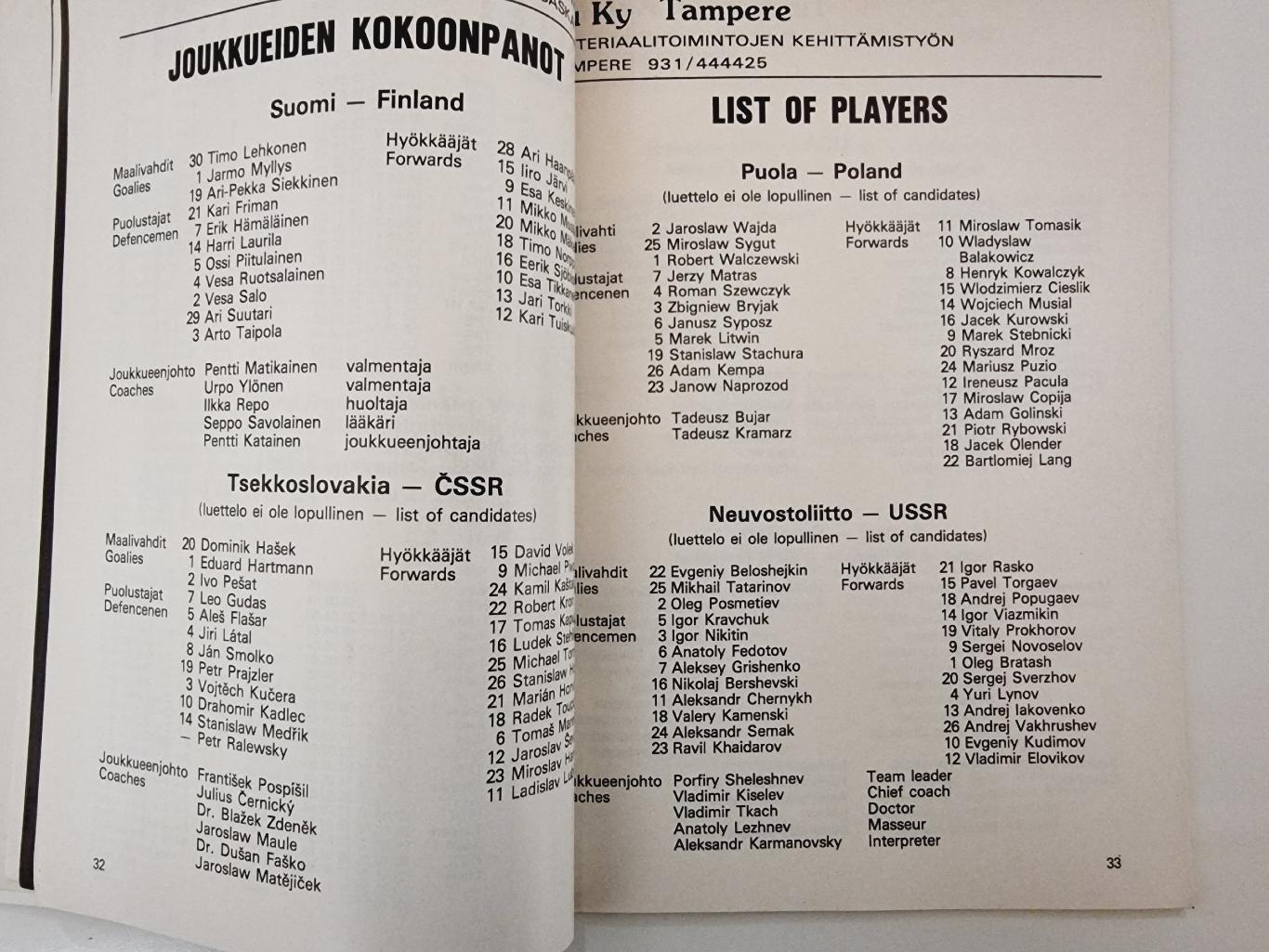 Финляндия Чемпионат Мира 1984/85 юниоры СССР Чехия Канада Швеция Польша ФРГ и др 3